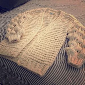 White bobble sleeve cardigan